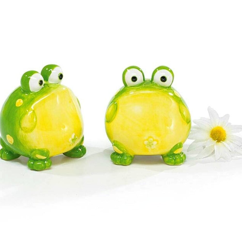 Hand Painted Ceramic Toby the Toad Salt and Pepper Shakers by Burton